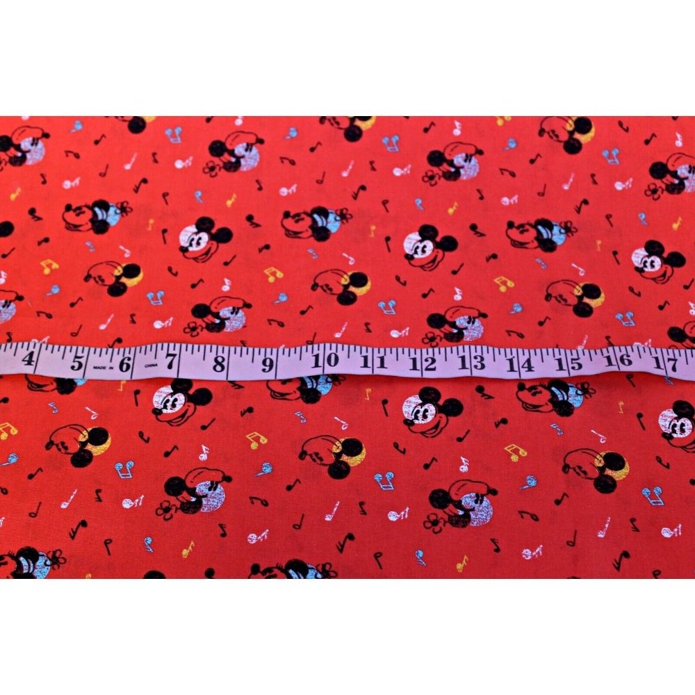 Springs Creative Disney Mickey Minnie Music Red Printed Cotton Fabric CP72804